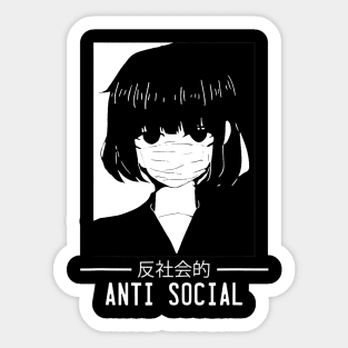 Japanese Anime Mangan Girls Wearing Mask Anti Social Quarantine Sticker